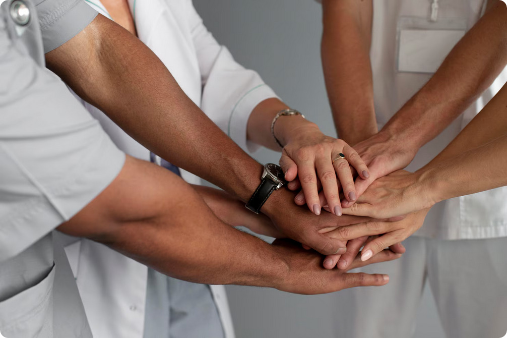 Medical collaboration: clinicians and therapist working together
